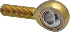 Made in USA - 7/16" ID, 1-1/8" Max OD, 4,244 Lb Max Static Cap, Plain Male Spherical Rod End - 7/16-20 RH, Steel with Bronze Raceway - A1 Tooling