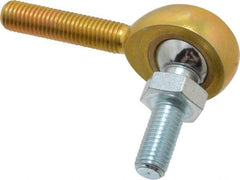 Made in USA - 1/4" ID, 3/4" Max OD, 2,168 Lb Max Static Cap, Male Spherical Rod End with Stud - 1/4-28 RH, Steel with Bronze Raceway - A1 Tooling