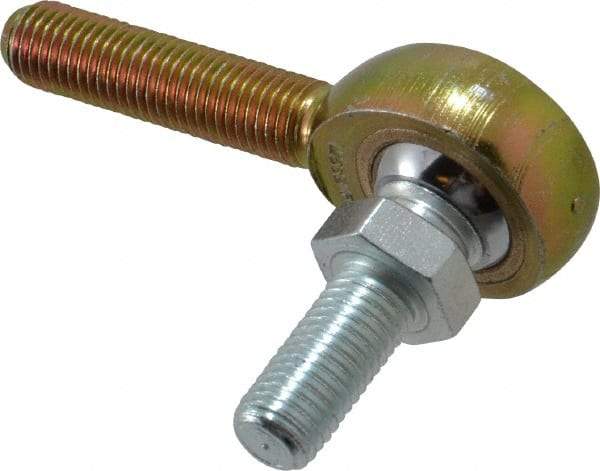 Made in USA - 5/16" ID, 7/8" Max OD, 2,796 Lb Max Static Cap, Male Spherical Rod End with Stud - 5/16-24 RH, Steel with Bronze Raceway - A1 Tooling