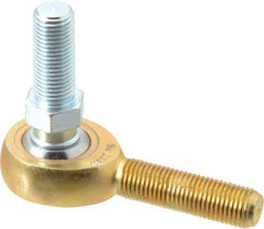 Made in USA - 3/8" ID, 1" Max OD, 4,012 Lb Max Static Cap, Male Spherical Rod End with Stud - 3/8-24 RH, Steel with Bronze Raceway - A1 Tooling