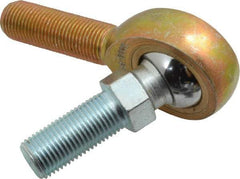 Made in USA - 1/2" ID, 1-5/16" Max OD, 6,700 Lb Max Static Cap, Male Spherical Rod End with Stud - 1/2-20 RH, Steel with Bronze Raceway - A1 Tooling