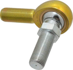 Made in USA - 3/4" ID, 1-3/4" Max OD, 11,550 Lb Max Static Cap, Male Spherical Rod End with Stud - 3/4-16 RH, Steel with Bronze Raceway - A1 Tooling