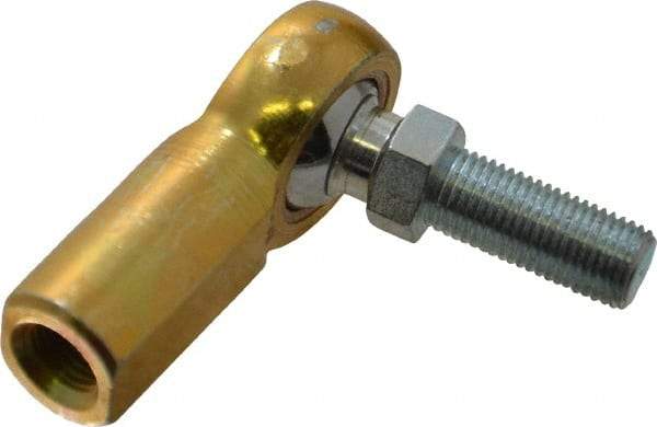 Made in USA - 3/8" ID, 1" Max OD, 3,950 Lb Max Static Cap, Female Spherical Rod End with Stud - 3/8-24 RH, Steel with Bronze Raceway - A1 Tooling