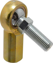 Made in USA - 7/16" ID, 1-1/8" Max OD, 4,300 Lb Max Static Cap, Female Spherical Rod End with Stud - 7/16-20 RH, Steel with Bronze Raceway - A1 Tooling