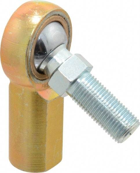 Made in USA - 1/2" ID, 1-5/16" Max OD, 6,700 Lb Max Static Cap, Female Spherical Rod End with Stud - 1/2-20 RH, Steel with Bronze Raceway - A1 Tooling