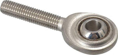 Made in USA - 1/4" ID, 3/4" Max OD, 1,370 Lb Max Static Cap, Plain Male Spherical Rod End - 1/4-28 RH, Stainless Steel with Stainless Steel Raceway - A1 Tooling