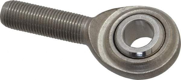 Made in USA - 1/2" ID, 1-5/16" Max OD, 4,700 Lb Max Static Cap, Plain Male Spherical Rod End - 1/2-20 RH, Stainless Steel with Stainless Steel Raceway - A1 Tooling