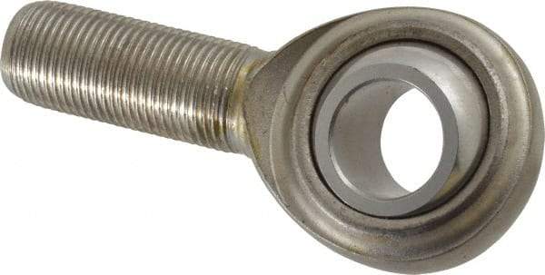 Made in USA - 3/4" ID, 1-3/4" Max OD, 7,512 Lb Max Static Cap, Plain Male Spherical Rod End - 3/4-16 RH, Stainless Steel with Stainless Steel Raceway - A1 Tooling