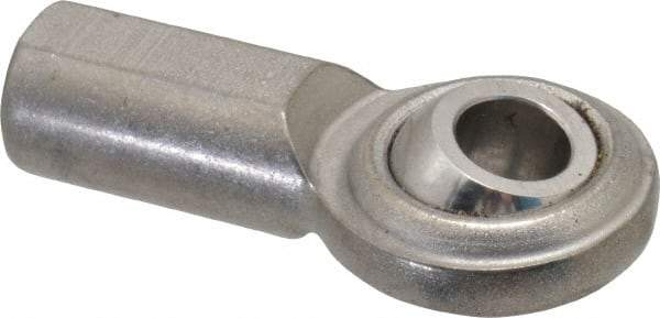 Made in USA - 5/16" ID, 7/8" Max OD, 2,100 Lb Max Static Cap, Plain Female Spherical Rod End - 5/16-24 RH, Stainless Steel with Stainless Steel Raceway - A1 Tooling