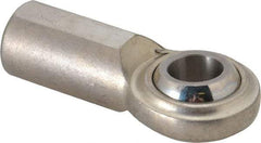 Made in USA - 3/4" ID, 1-3/4" Max OD, 7,520 Lb Max Static Cap, Plain Female Spherical Rod End - 3/4-16 RH, Stainless Steel with Stainless Steel Raceway - A1 Tooling