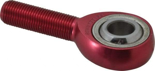 Made in USA - 1/2" ID, 1-5/16" Max OD, 7,698 Lb Max Static Cap, Plain Male Spherical Rod End - 1/2-20 RH, Aluminum Housing with Steel Raceway - A1 Tooling