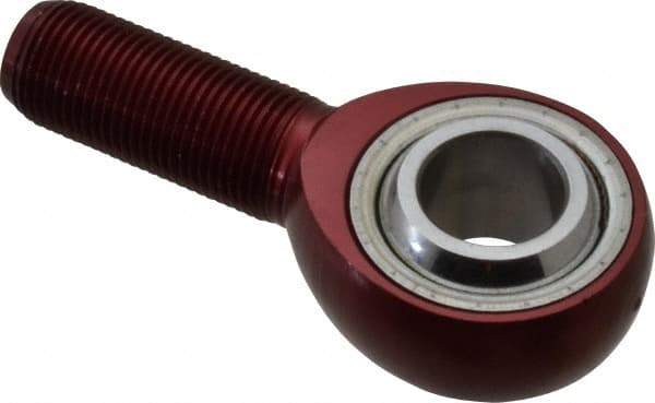 Made in USA - 3/4" ID, 1-3/4" Max OD, 13,319 Lb Max Static Cap, Plain Male Spherical Rod End - 3/4-16 RH, Alloy Steel with Steel Raceway - A1 Tooling