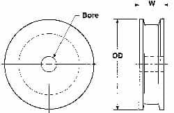 Poly Hi Solidur - 1/4" Bore, 5-1/2" Outside Diam, Finished Bore Flat Belt Pulley - 1-1/2" Wide - A1 Tooling