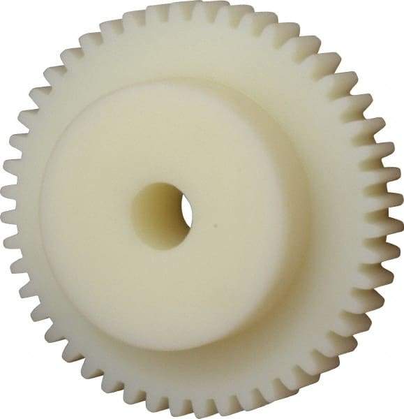 Poly Hi Solidur - 16 Pitch, 3" Pitch Diam, 48 Tooth Spur Gear - 1/2" Face Width, 1/2" Bore Diam, 2" Hub Diam, Nylon - A1 Tooling