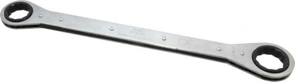 Lang - 1-1/16" x 1-1/4" 12 Point Ratcheting Box Wrench - Double End, 15" OAL, Steel, Nickel Chrome Finish - A1 Tooling