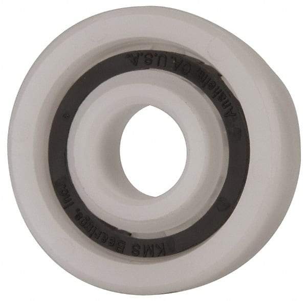 Made in USA - 3/8" Bore Diam, 1-1/8" OD, Open Plastic Race Radial Ball Bearing - 3/8" Wide, 1 Row, Round Bore, 43 Lb Static Capacity, 55 Lb Dynamic Capacity - A1 Tooling