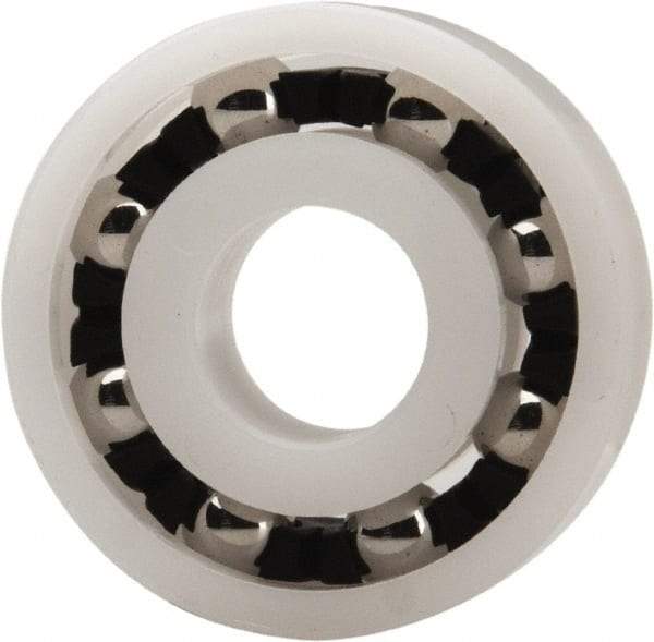 Made in USA - 8mm Bore Diam, 22mm OD, Open Plastic Race Radial Ball Bearing - 7mm Wide, 1 Row, Round Bore, 33 Lb Static Capacity, 42 Lb Dynamic Capacity - A1 Tooling