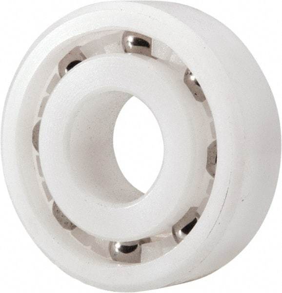 Made in USA - 10mm Bore Diam, 26mm OD, Open Plastic Race Radial Ball Bearing - 8mm Wide, 1 Row, Round Bore, 33 Lb Static Capacity, 42 Lb Dynamic Capacity - A1 Tooling