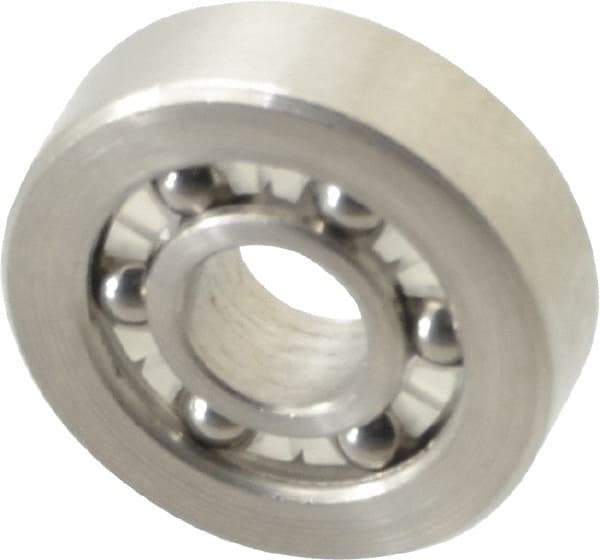 Made in USA - 1/4" Bore Diam, 3/4" OD, Open Precision Ground Radial Ball Bearing - 7/32" Wide, 1 Row, Round Bore, 51 Lb Static Capacity, 78 Lb Dynamic Capacity - A1 Tooling