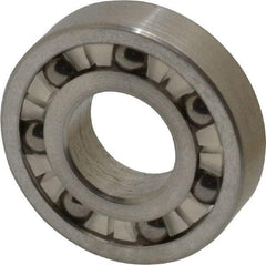 Made in USA - 3/8" Bore Diam, 7/8" OD, Open Precision Ground Radial Ball Bearing - 7/32" Wide, 1 Row, Round Bore, 99 Lb Static Capacity, 126 Lb Dynamic Capacity - A1 Tooling