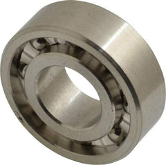 Made in USA - 1/2" Bore Diam, 1-1/8" OD, Open Precision Ground Radial Ball Bearing - 3/8" Wide, 1 Row, Round Bore, 129 Lb Static Capacity, 165 Lb Dynamic Capacity - A1 Tooling