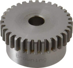 Browning - 20 Pitch, 1.6" Pitch Diam, 32 Tooth Spur Gear - 3/8" Bore Diam, 1-7/16" Hub Diam, Steel - A1 Tooling