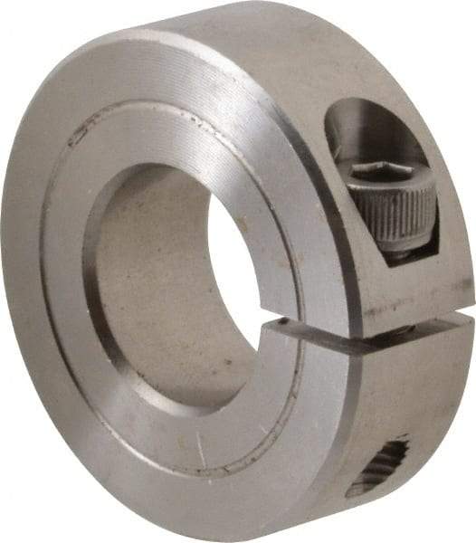 Climax Metal Products - 11/16" Bore, Stainless Steel, One Piece One Piece Split Shaft Collar - 1-1/2" Outside Diam, 1/2" Wide - A1 Tooling