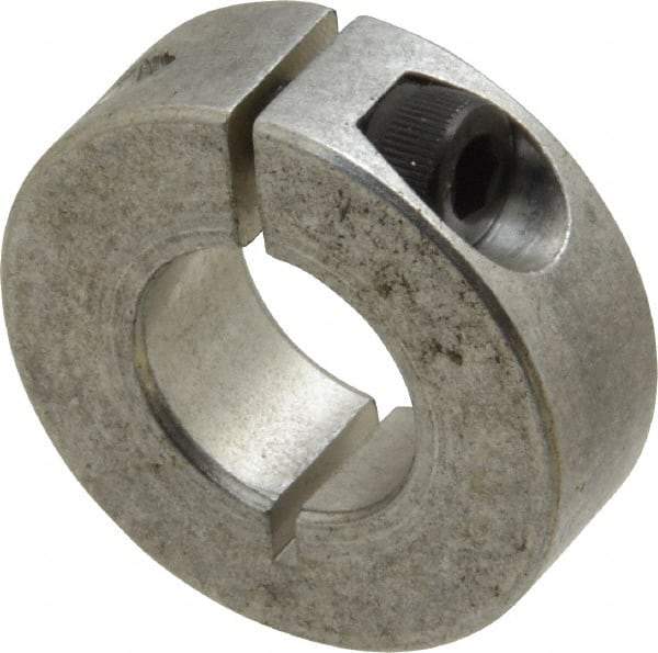 Climax Metal Products - 5/8" Bore, Aluminum, One Piece Clamp Collar - 1-5/16" Outside Diam, 7/16" Wide - A1 Tooling