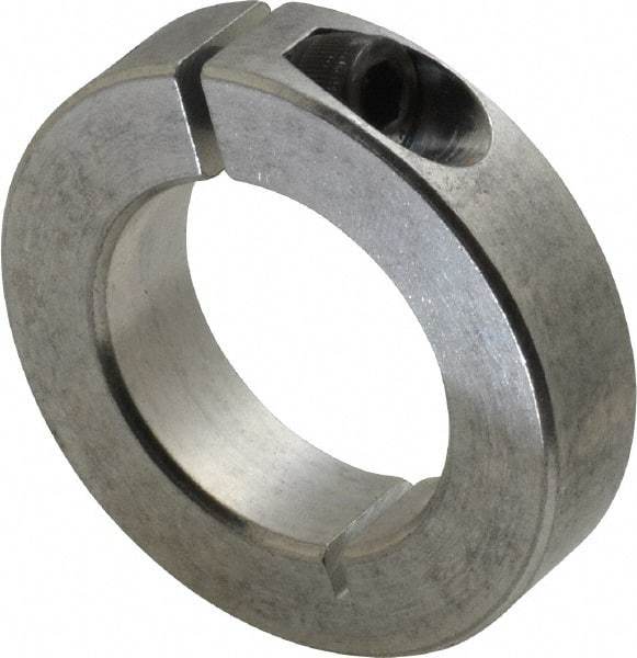 Climax Metal Products - 1-1/4" Bore, Aluminum, One Piece Clamp Collar - 2-1/16" Outside Diam, 1/2" Wide - A1 Tooling