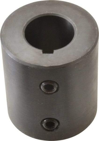 Climax Metal Products - 7/8" Inside x 1-3/4" Outside Diam, Mild Steel Set Screw Rigid Coupling with keyway - 2" Long x 3/16" Keyway Width x 3/32" Keyway Depth - A1 Tooling