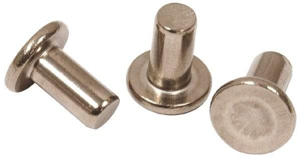 RivetKing - 0.206" Body Diam, Flat Steel Tinners Solid Rivet - 0.401" Length Under Head - A1 Tooling