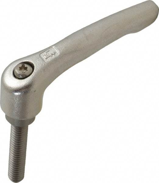 KIPP - 5/16-18, 17/32" Hub Diam, Stainless Steel Threaded Stud Adjustable Clamping Handle - 40mm Stud Length, 74.5mm OAL, 42.5mm High - A1 Tooling