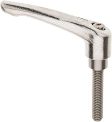 KIPP - 3/8-16, 16mm Hub Diam, Stainless Steel Threaded Stud Adjustable Clamping Handle - 1-31/32" Stud Length, 91mm OAL, 54.5mm High - A1 Tooling