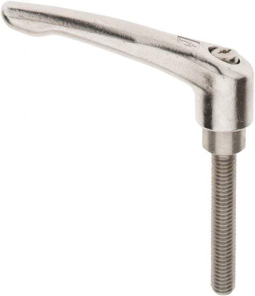 KIPP - 3/8-16, 16mm Hub Diam, Stainless Steel Threaded Stud Adjustable Clamping Handle - 60mm Stud Length, 91mm OAL, 54.5mm High - A1 Tooling