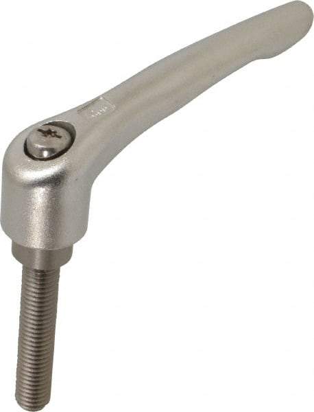 KIPP - M12 x 1.75, 3/4" Hub Diam, Stainless Steel Threaded Stud Adjustable Clamping Handle - 60mm Stud Length, 109mm OAL, 63mm High - A1 Tooling