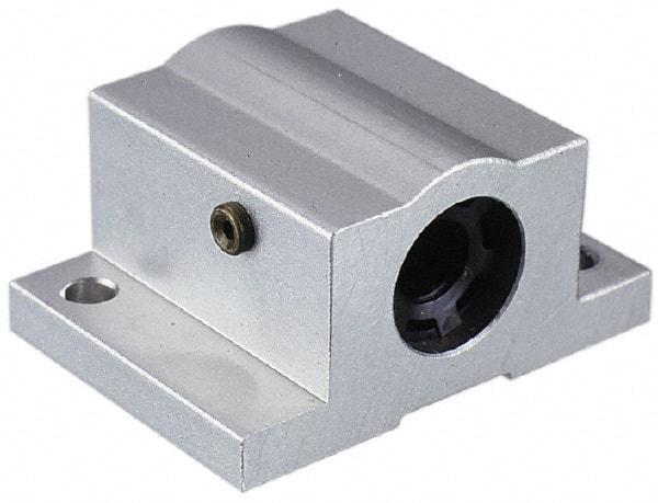 Thomson Industries - 5/8" Inside Diam, 320/640 Lbs. Dynamic Capacity, Open Single Pillow Block Linear Bearing - 1.44" Overall Height x 2-1/2" Overall Width - A1 Tooling