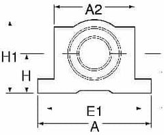 Thomson Industries - 40mm Inside Diam, 13,700 Lbs. Dynamic Capacity, Open Single Pillow Block Linear Bearing - 77mm Overall Height x 108" Overall Width, 58mm Btw Mount Hole Centers - A1 Tooling