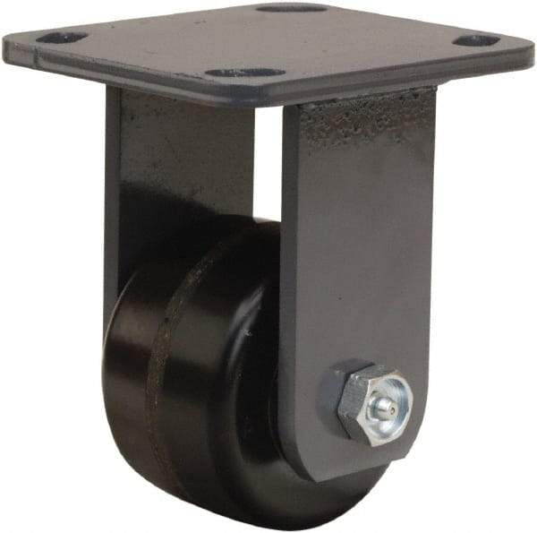 Hamilton - 3-1/4" Diam x 2" Wide x 5-1/4" OAH Top Plate Mount Rigid Caster - Phenolic, 700 Lb Capacity, Straight Roller Bearing, 4 x 4-1/2" Plate - A1 Tooling