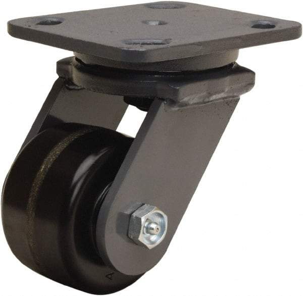 Hamilton - 3-1/4" Diam x 2" Wide x 5-1/4" OAH Top Plate Mount Swivel Caster - Phenolic, 700 Lb Capacity, Straight Roller Bearing, 4 x 5" Plate - A1 Tooling