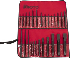 Proto - 26 Piece Punch & Chisel Set - 1/4 to 1-3/16" Chisel, 3/32 to 1/4" Punch, Hex Shank - A1 Tooling