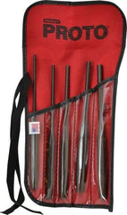 Proto - 5 Piece, 5/32 to 5/16", Pin Punch Set - Hex Shank, Steel, Comes in Tool Roll - A1 Tooling