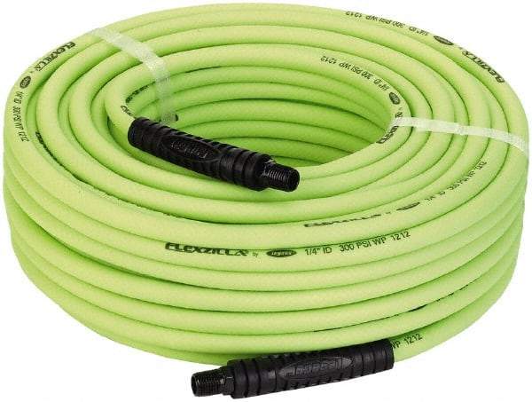 Legacy - 1/4" ID x 0.46" OD 100' Long Multipurpose Air Hose - MNPT x MNPT Ends, 300 Working psi, 140°, 1/4" Fitting, Green - A1 Tooling