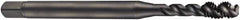 DORMER - M2x0.40 Metric Coarse 3 Flute 6H Bottoming Spiral Flute Tap - Cobalt, Oxide Finish, 45mm OAL, Right Hand Flute, Right Hand Thread, Series EX016H - Exact Industrial Supply