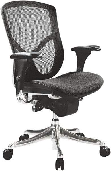 ALERA - 18-3/8 to 23" High Mid Back Chair - 28" Wide x 29-1/8" Deep, Breathable-A-Grade Black Mesh Seat, Black - A1 Tooling