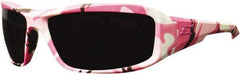 Edge Eyewear - Smoke Lenses, Framed Safety Glasses - Scratch Resistant, White, Pink, Black Nylon Frame, Size Universal, Wrap Around - A1 Tooling