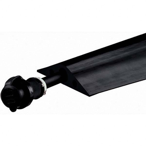 Checkers - 3 Channel 5" Long, 3/4" Max Compatible Cable Diam, Black Rubber On Floor Cable Covers - A1 Tooling