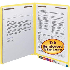 SMEAD - 12-1/4 x 9-1/2", Letter Size, Yellow, File Folders with End Tab - 11 Point Stock, Straight Tab Cut Location - A1 Tooling