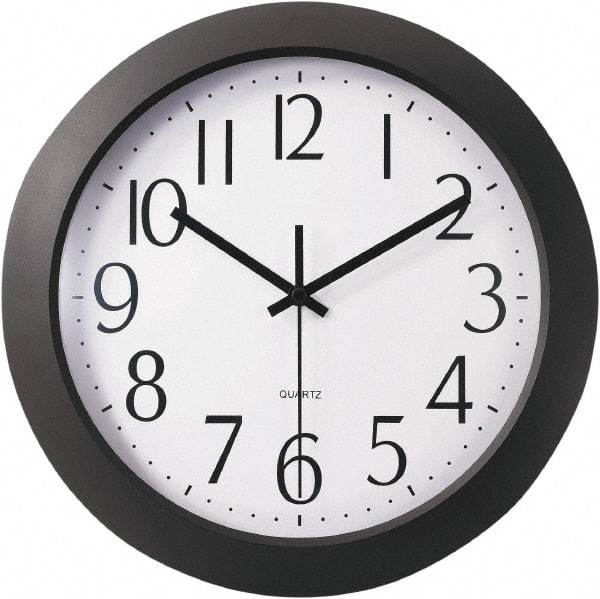 Universal One - 9-1/2 Inch Diameter, White Face, Dial Wall Clock - Analog Display, Black Case, Runs on AA Battery - A1 Tooling