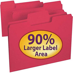 SMEAD - 11-5/8 x 9-1/2", Letter Size, Red, File Folders with Top Tab - 11 Point Stock, Assorted Tab Cut Location - A1 Tooling