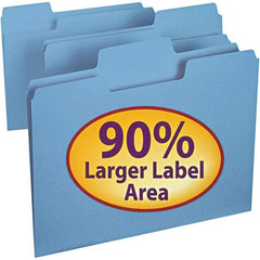 SMEAD - 11-5/8 x 9-1/2", Letter Size, Blue, File Folders with Top Tab - 11 Point Stock, Assorted Tab Cut Location - A1 Tooling